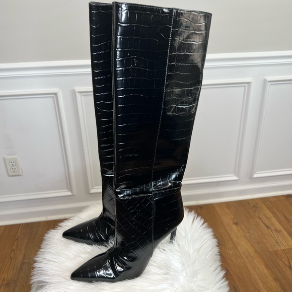 Express croc embossed knee high boots - Picture 4 of 9